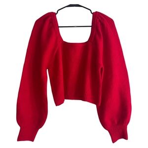 Versona Women’s Large Red Cropped Sweater New With Tags Whimsigoth Feminine Y2K